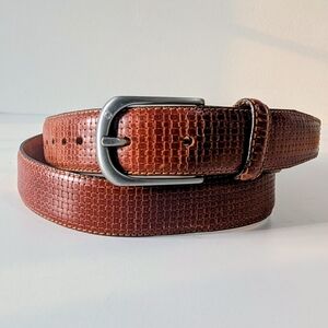 Samsonite Men’s Brown Leather Chrome/ Silver Buckle Size 34 / 85 cm